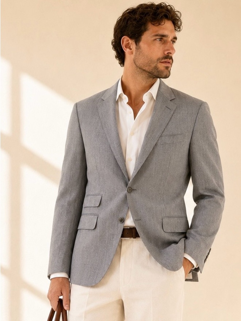 Strellson Tailored Virgin Wool Blazer Quiet Luxury Grey Sz 44R